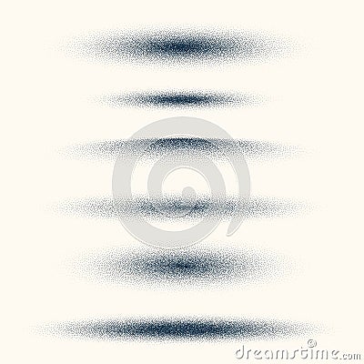 Stipple shadows set, vintage dotted design elements. Fading gradient. Stippling, dotwork drawing, shading using dots Vector Illustration