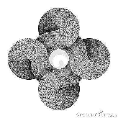 Stippled Bowen cross sign made of four connected disks. Vector illustration Vector Illustration