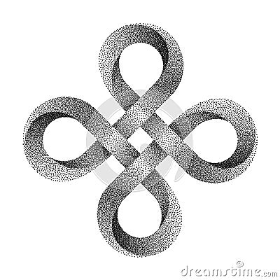 Stippled Bowen cross symbol made of mobius strip. Vector textured illustration Vector Illustration