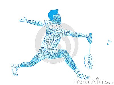 Stippled dots professional badminton player. Vector illustration Vector Illustration