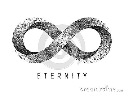 Stippled Eternity sign. Mobius strip symbol. Vector illustration Vector Illustration