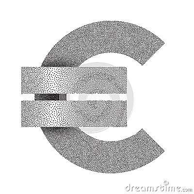 Stippled euro sign icon. Euro currency symbol. Vector illustration Vector Illustration