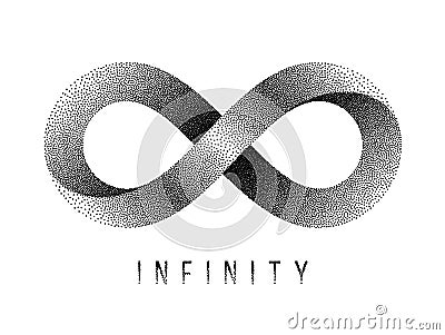 Stippled Infinity sign. Mobius strip symbol. Vector illustration Vector Illustration