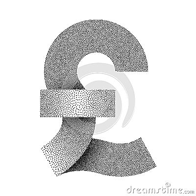Stippled pound sterling sign icon. Pound currency symbol. Vector illustration. Vector Illustration