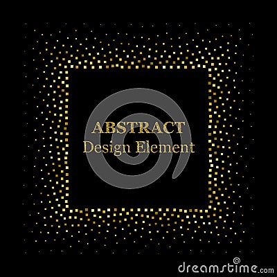 Stippling abstract dotted frame for your design. Sparkling effect vector. Golden dots bound the black background. Vector abstract Vector Illustration