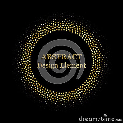 Stippling abstract dotted frame for your design. Sparkling effect vector. Golden dots bound the black background. Vector abstract Vector Illustration