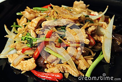 Stir fried Chicken with Ginger Stock Photo