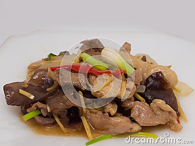 Stir fried Chicken with Ginger Stock Photo