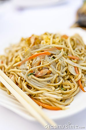 Stir fried chinese noodles Stock Photo