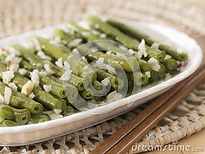 Stir fried long beans Stock Photo