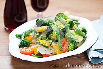 Stir-fried mixed vegetables on a plate Stock Photo