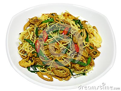 Stir Fried Intestine Stock Photo