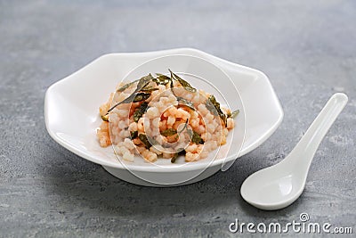 Stir-fried river shrimps with Longjing green tea leaves, Hangzhou cuisine Stock Photo