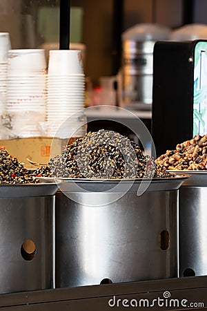 Spicy flavored snail meat, delicious street food in Taiwan Stock Photo