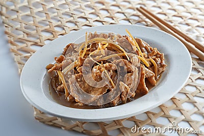 Stir Fry Meat with Ginger Stock Photo