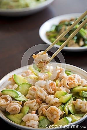 Stir-fry shrimp Stock Photo