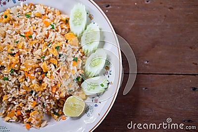 Stir rice mix with egg and vegetable Stock Photo