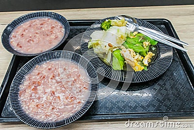 Stir vegetables and rice porridge soup Stock Photo