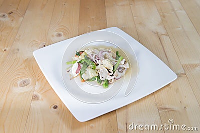 Stir vegetables with squid Stock Photo