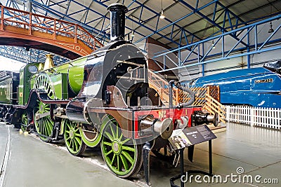 Stirling Single steam locomotive at the National Railway Museum in York Editorial Stock Photo