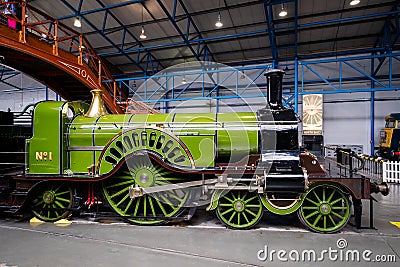 Stirling Single steam locomotive at the National Railway Museum in York Editorial Stock Photo