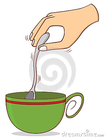 Stirring coffee Vector Illustration