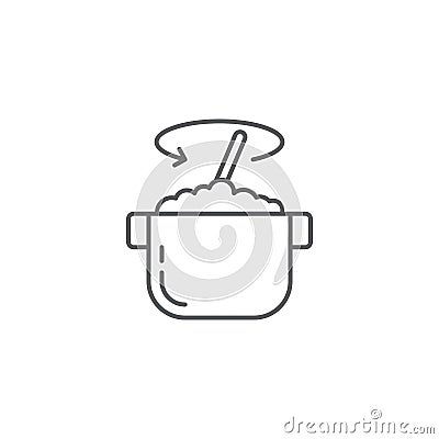 Stirring food in bowl vector icon symbol cooking isolated on white background Vector Illustration