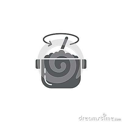 Stirring food in bowl vector icon symbol cooking isolated on white background Vector Illustration