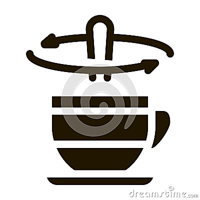 stirring spoon in cup of tea icon Vector Glyph Illustration Vector Illustration
