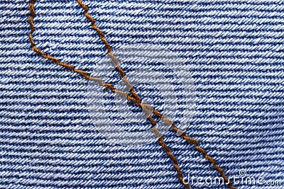 Stitch for denim closeup. Fabric texture. Stock Photo