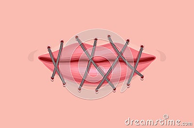 Stitch lips Vector Illustration