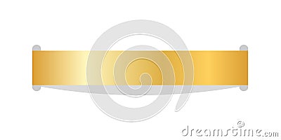 Stitch thread 3D. Gold sew seam, isolated white background. Bright golden ribbon stripe. Embroidery handmade border Vector Illustration