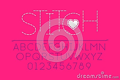 Stitched font Vector Illustration