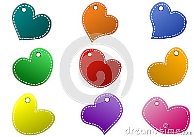 Stitched Hearts Tags Stock Photo