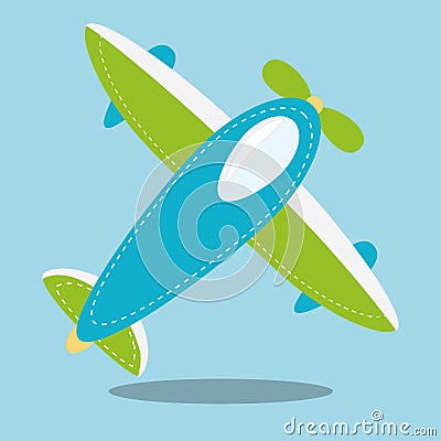 stitched transport blue airjet 06 Vector Illustration