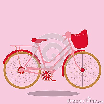 stitched transport pink bicycle 09 Vector Illustration