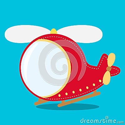 stitched transport red helicopter 12 Vector Illustration