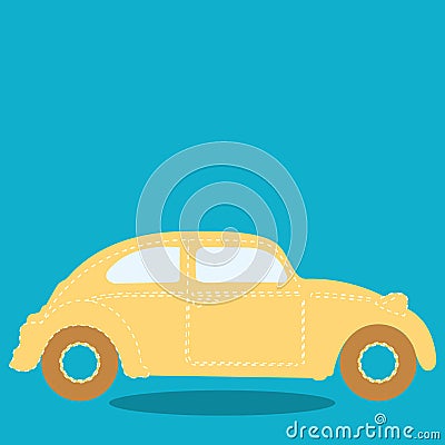 stitched transport yellow car 02 Vector Illustration