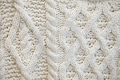 Stitching on a Traditional Aran Knitwear Sweater Stock Photo