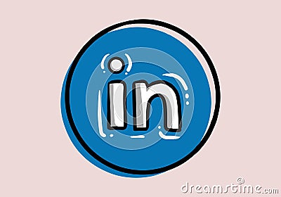 Linkedin - button for social media, phone icon symbol logo of Linkedin. Vector Illustration