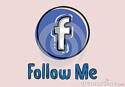 Follow me Facebook - button for social media, phone icon symbol logo of Facebook Vector Illustration