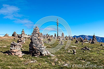 Stoanerne Mandln, stone cairns, South Tyrol Stock Photo