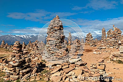 Stoanerne Mandln, stone cairns, South Tyrol Stock Photo