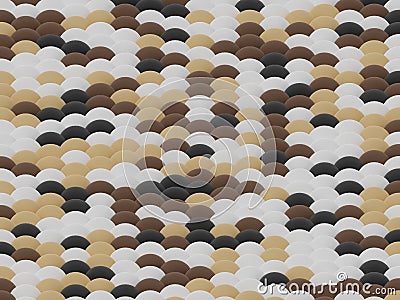 Stochastic mosaic of balls of white, black, brown and beige colors Stock Photo