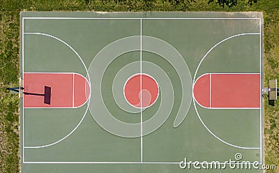 Aerial view of basketball field Stock Photo