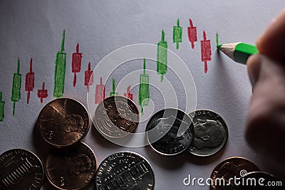 Stock analysis candlestick Stock Photo