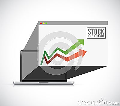 stock brokerage laptop computer background Illustrator. Stock Photo