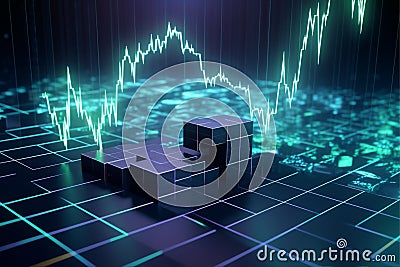 A stock chart with a line graph on it, stock market or forex trading grap Stock Photo