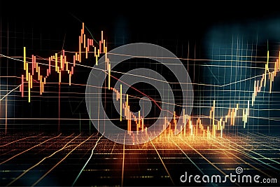 A stock chart with a line graph on it, stock market or forex trading grap Stock Photo