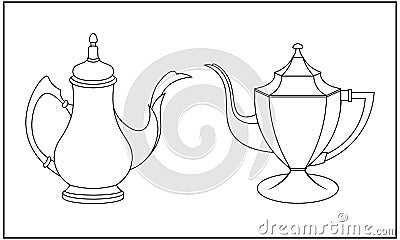 stock coloring bookfor kids, luxury teapot Vector Illustration